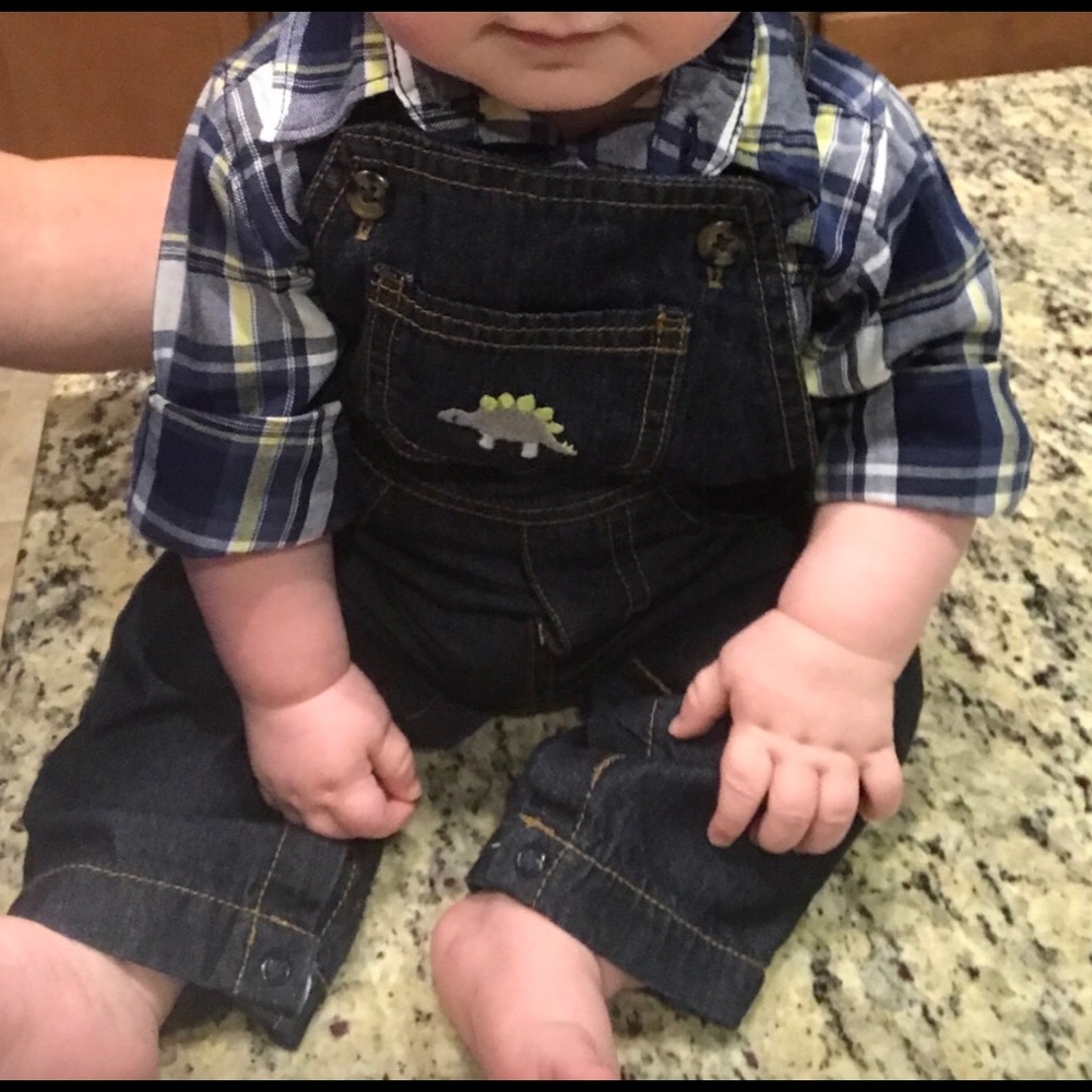 Carter’s overalls w/Dinosaur; 6M